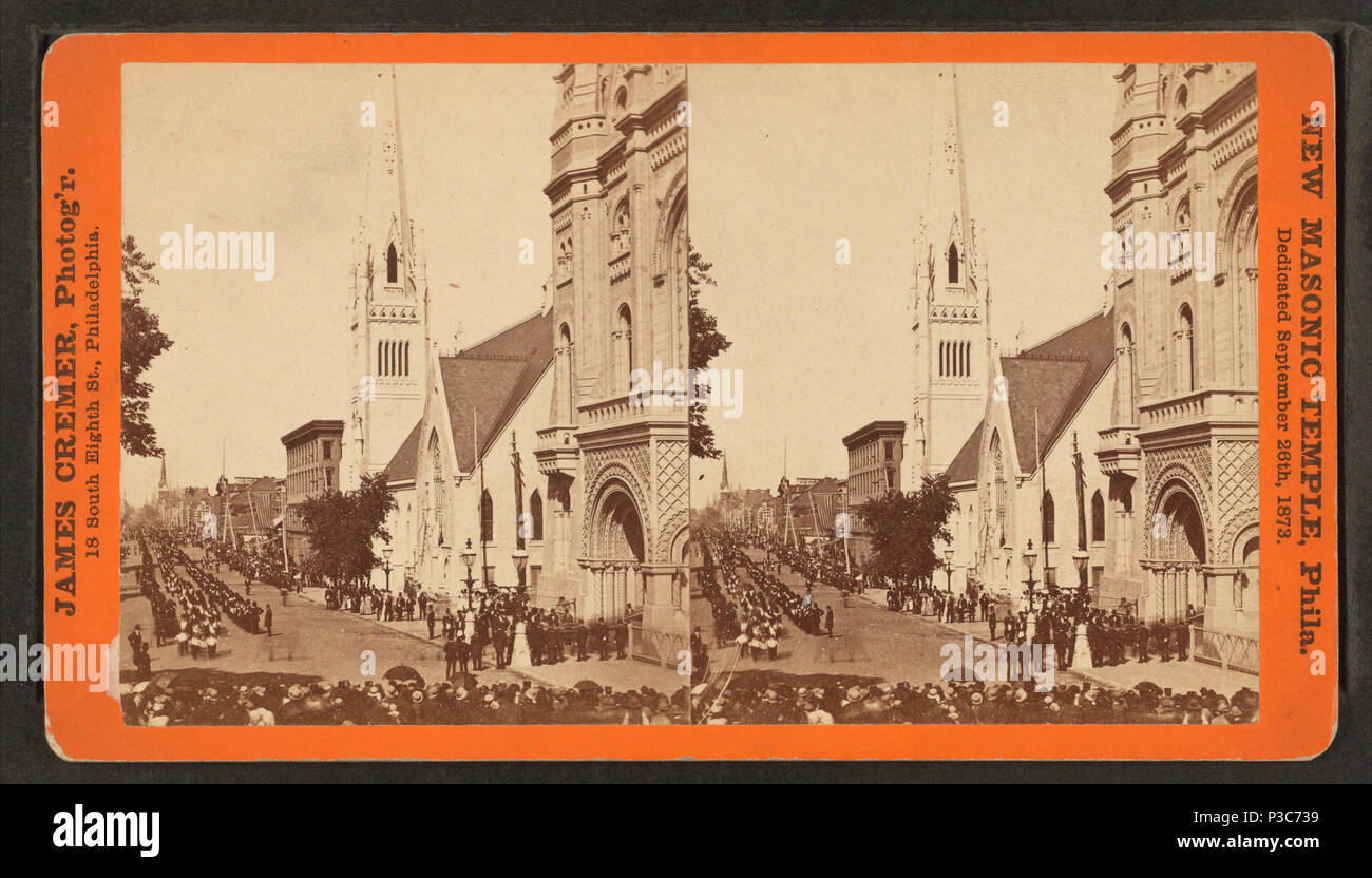 208 nouveau temple maçonnique, Phila. Consacrée le 26 septembre 1873, à partir de Robert N. Dennis collection de vues stéréoscopiques Banque D'Images