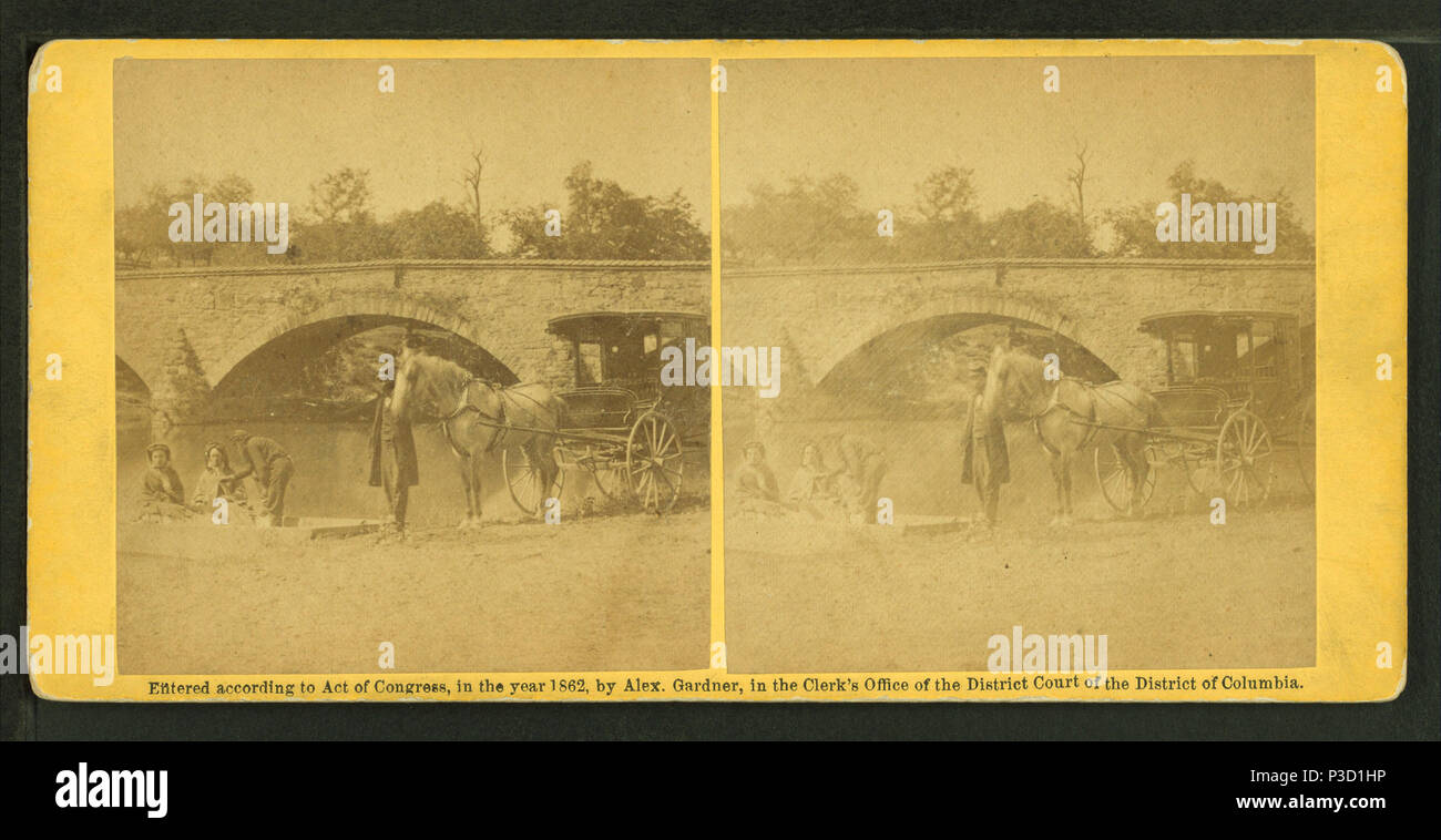 . Pic-nic au pont d'Antietam, Parti 22e, Septembre 1862. Couverture : 1862-1865. Mentions légales Source : Washington, D.C. : Gardner's Gallery, 1862-1865.. Article publié le 8-11-2006 numérique ; mis à jour le 7-22-2008. 236 Pic-nic party au pont d'Antietam, 22 sept., 1862, par Gardner, Alexander, 1821-1882 Banque D'Images