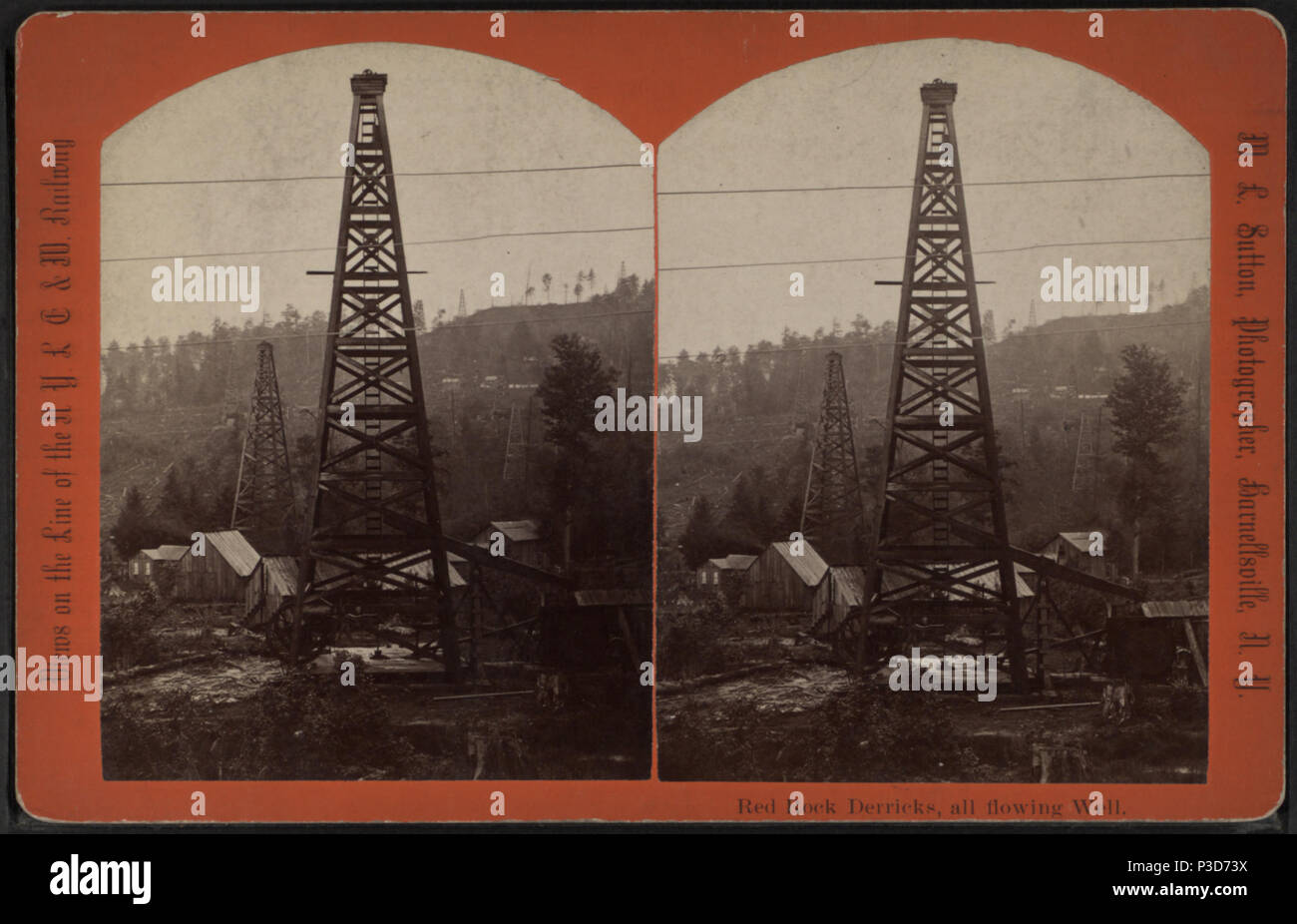 . Les derricks de Red Rock, tout s'écoule bien. Point de vue sur la ligne de l'N.Y.L.E. & W. Railway (New York, Lake Erie and Western Railway, 1878-1893) . Création : ca. Années 1870. Couverture : 1878 ?-1915 ?. Mentions légales Source : 1878 ?-1915 ?. Article publié le 4-12-2006 numérique ; mis à jour le 2-11-2009. 252 derricks de Red Rock, toutes bien coulant, par W. L. Sutton Banque D'Images
