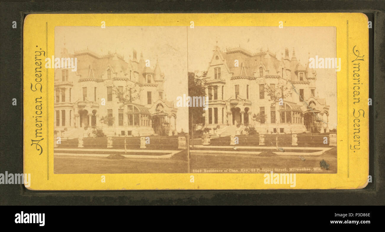 . Résidence de Chas. Ray, 88 Prospect Street, Milwaukee, Wisconsin TITRE ALTERNATIF : paysages américains. Couverture : 1870 ?-1900 ?. Mentions légales Source : 1870 ?-1900 ?. Point numérique publié le 1-28-2006 ; mise à jour 2-12-2009. 254 Residence de Chas. Ray, 88 Prospect Street, Milwaukee, Wis, de Robert N. Dennis collection de vues stéréoscopiques Banque D'Images