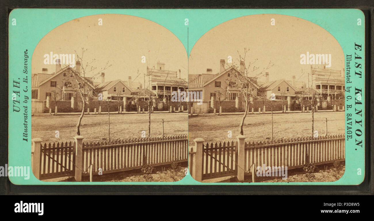 . Résidence du Président B. Young. Titre alternatif : Vues du grand Ouest de la rivière Missouri jusqu'à l'océan Pacifique, de l'Utah série. Couverture : 1863 ?-1880 ?. Point numérique publié le 1-25-2006 ; mise à jour 2-13-2009. 254 Résidence du Président B. Young, par Savage, C. R. (Charles Roscoe), 1832-1909 Banque D'Images