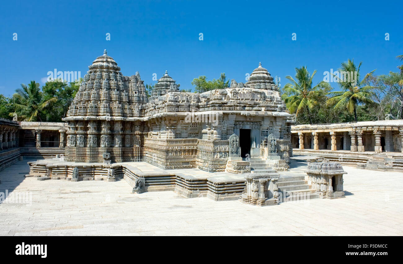 Le temple de Keshava étonnamment belle Somnathpur, Karnataka, Inde Banque D'Images