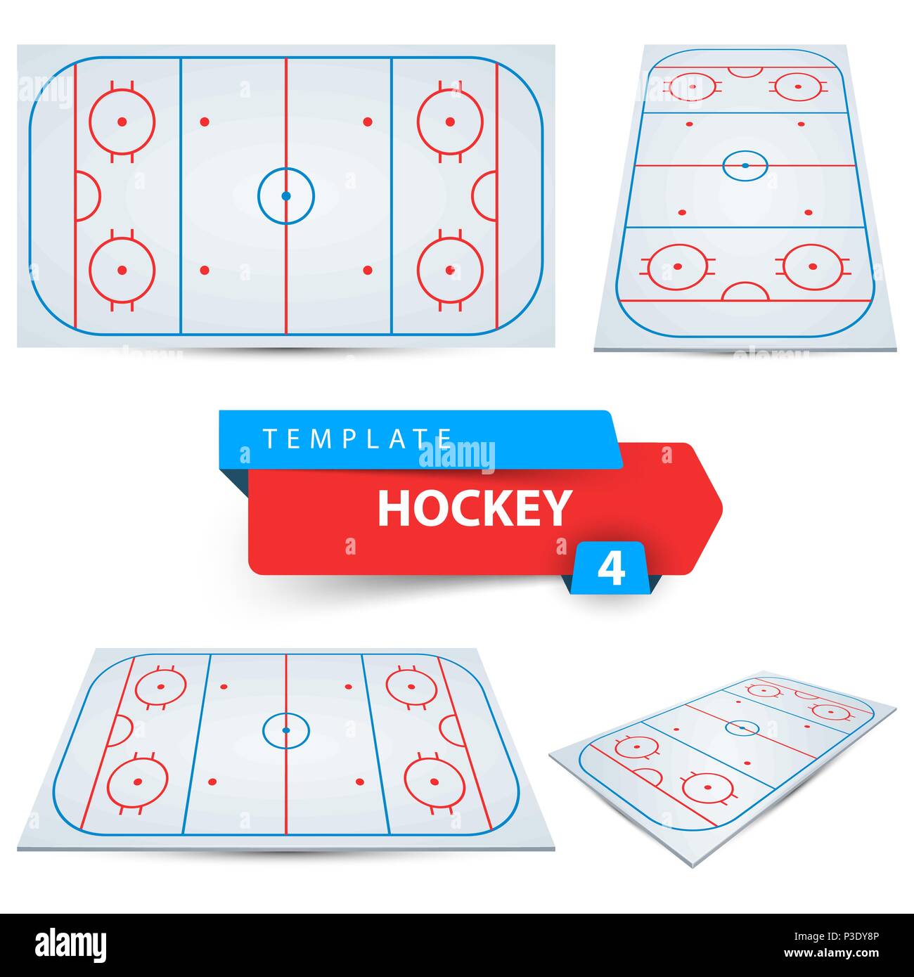 Cour de hockey. Quatre modèles de sport. Illustration de Vecteur