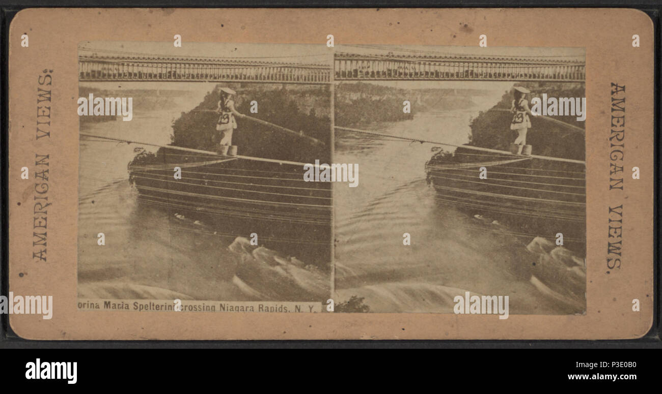 271 Signorina Maria Spelterini traversant les rapides du Niagara, N. Y, à partir de Robert N. Dennis collection de vues stéréoscopiques Banque D'Images