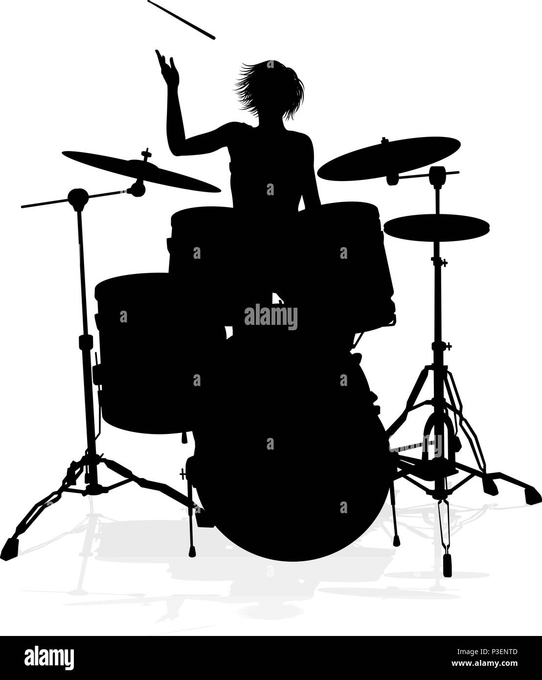 Silhouette batteur musicien Illustration de Vecteur