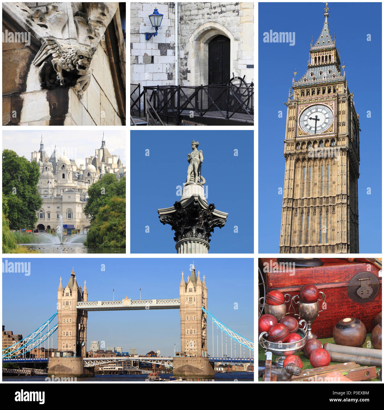 Collage de monuments de Londres, Royaume-Uni Banque D'Images