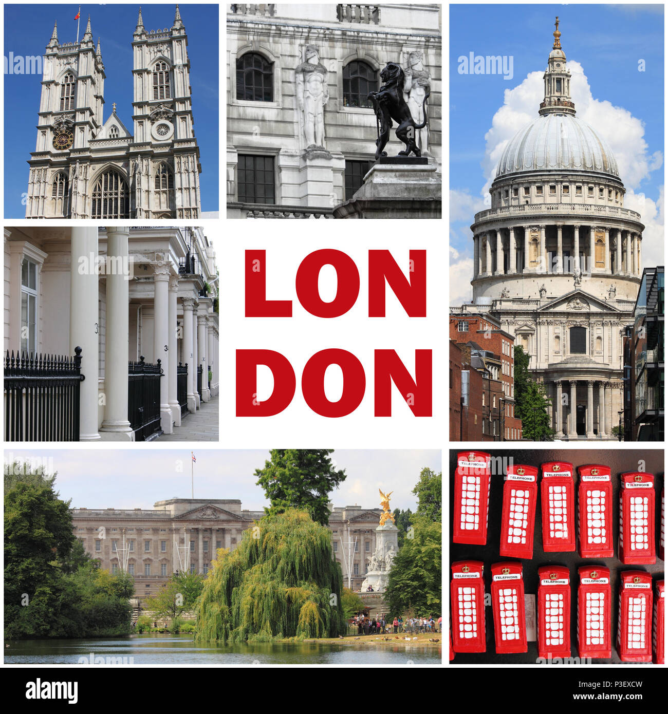 Collage de monuments de Londres, Royaume-Uni Banque D'Images