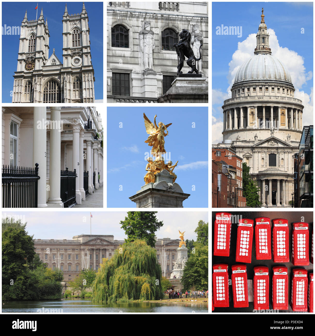 Collage de monuments de Londres, Royaume-Uni Banque D'Images