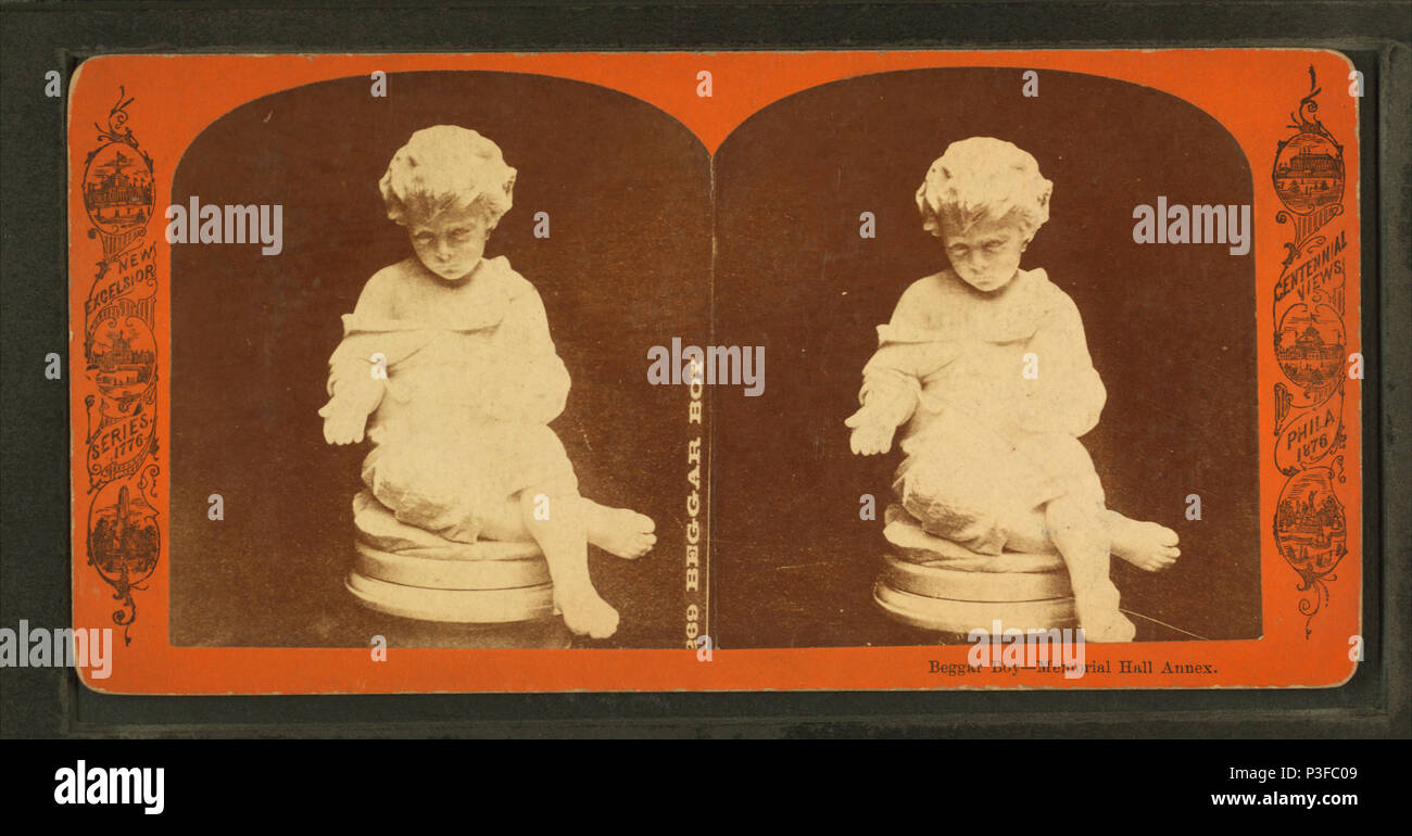 32 garçon mendiant, Memorial Hall, l'annexe. (Sculpture italienne), de Robert N. Dennis collection de vues stéréoscopiques Banque D'Images