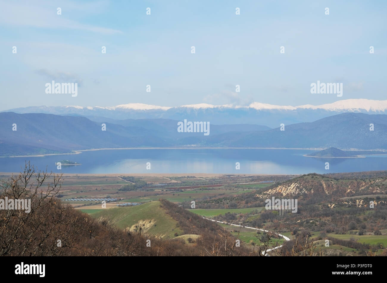 Vue panoramique du Petit lac Prespa , vue de dessus Banque D'Images