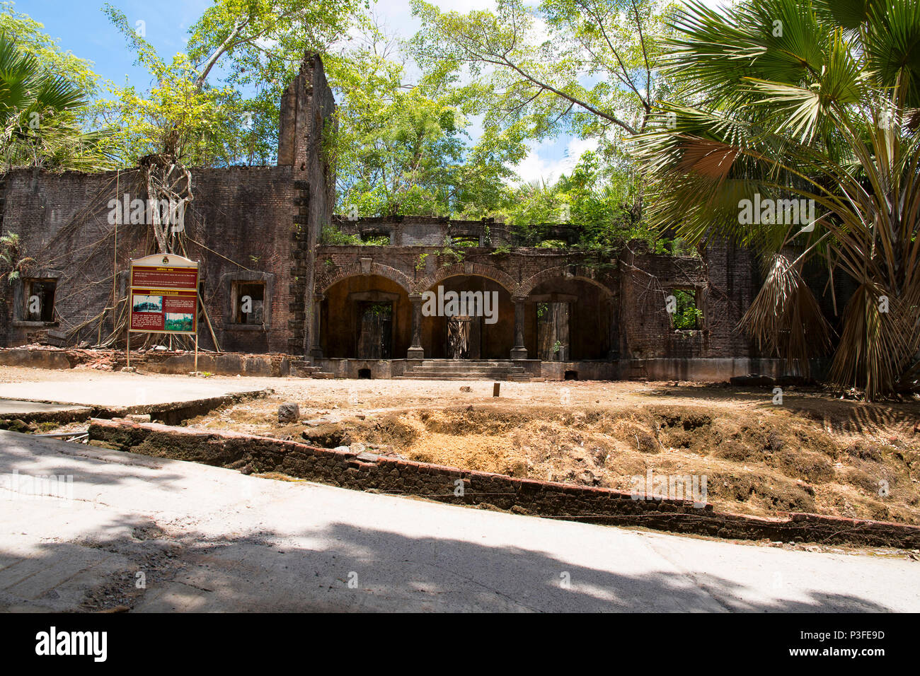 Salle de réception de ruines à l'île de Ross, Andaman Banque D'Images
