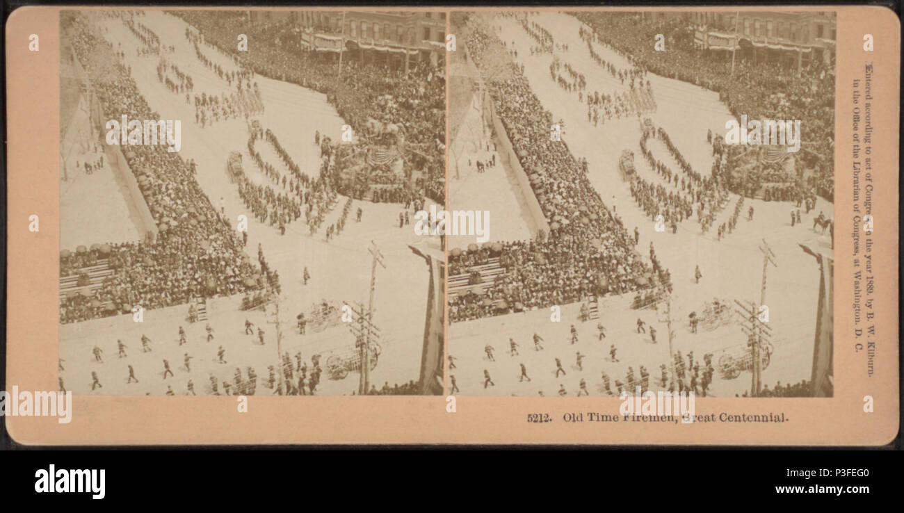 . L'ancien pompier, grand moment du centenaire. Couverture : 1859-1899. 10-24-2005 point numérique publié ; mis à jour le 2-11-2009. 316 l'ancien temps les pompiers, grand centenaire, à partir de Robert N. Dennis collection de vues stéréoscopiques Banque D'Images