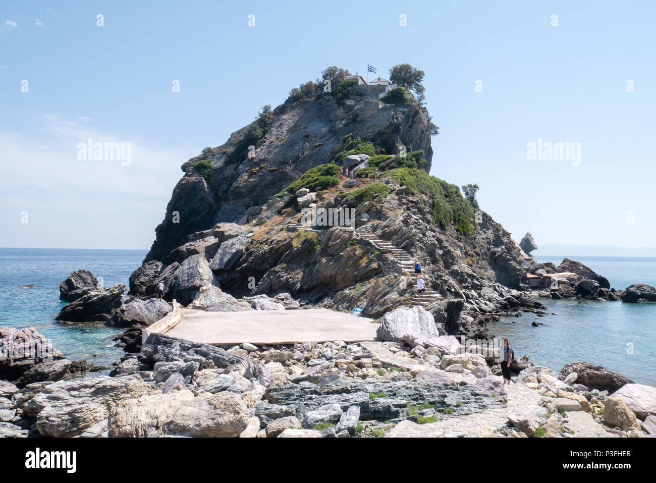 L'église Agios Ioannis Kastri sur Skopelos Banque D'Images