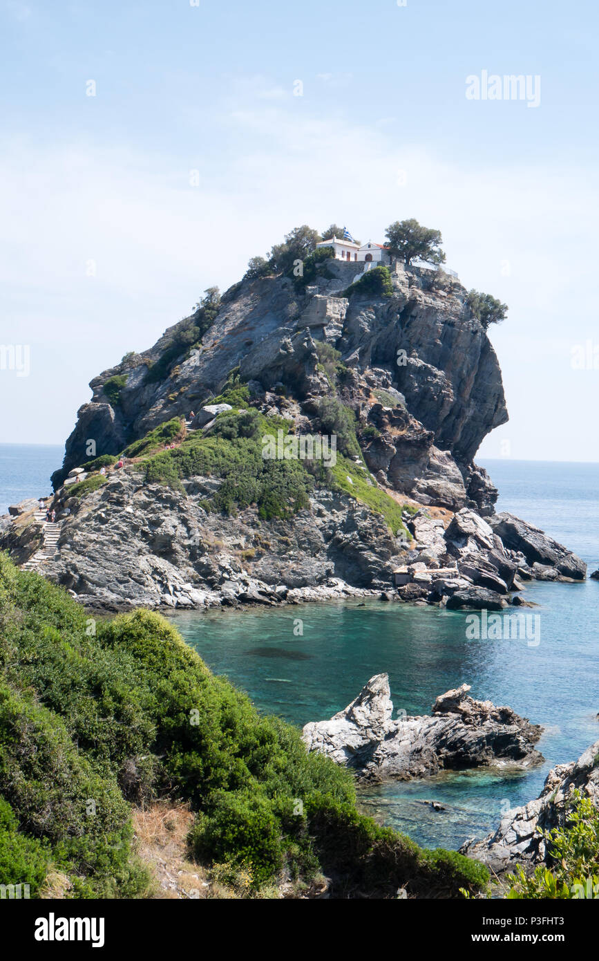 L'église Agios Ioannis Kastri sur Skopelos Banque D'Images