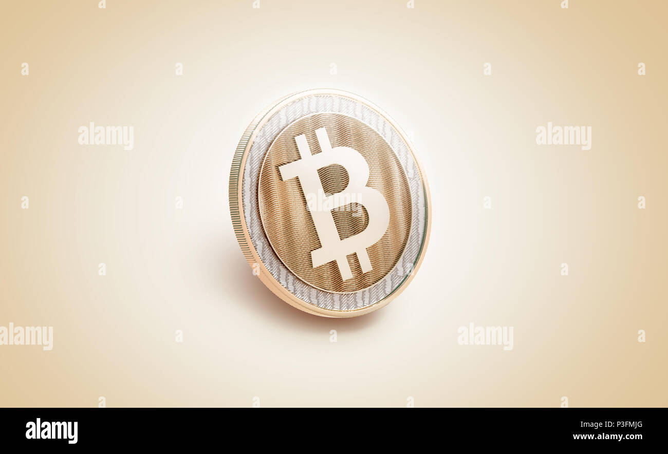 Brillant or blanc maquette bitcoin, rendu 3d. Or vide peu coin pièce de  monnaie immersive, vue de côté. Modèle rose précieux clair Photo Stock -  Alamy