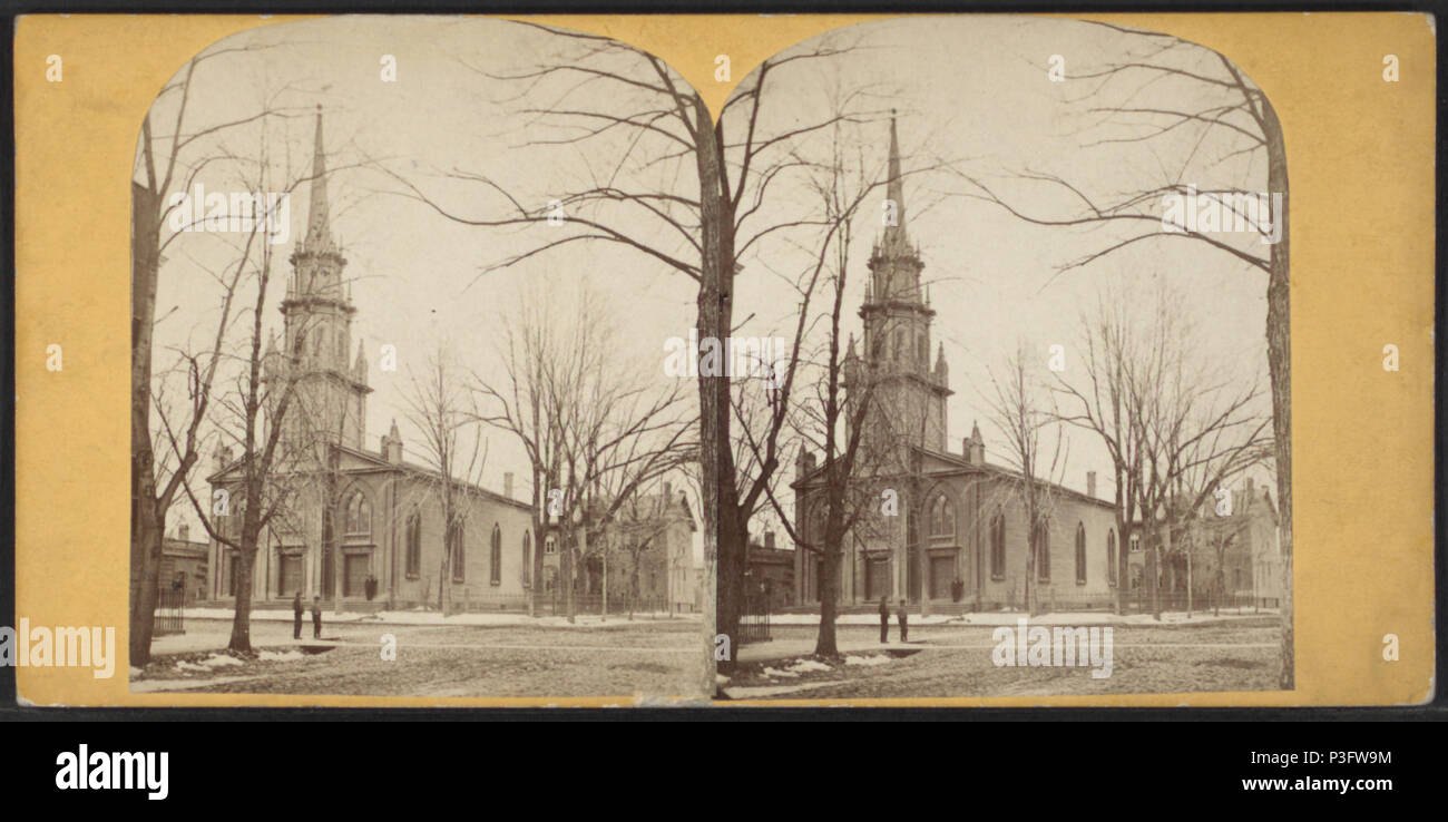 . L'église Trinity, Utica, 1868. La plus ancienne église de la ville. Référence : [1866 ?-1900 ?]. Mentions légales Source : [1866 ?-1900 ?]. Point numérique publié le 4-27-2006 ; mise à jour 2-11-2009. 332 l'église Trinity, Utica, 1868. La plus ancienne église de la ville, par Mundy &AMP ; Williams Banque D'Images