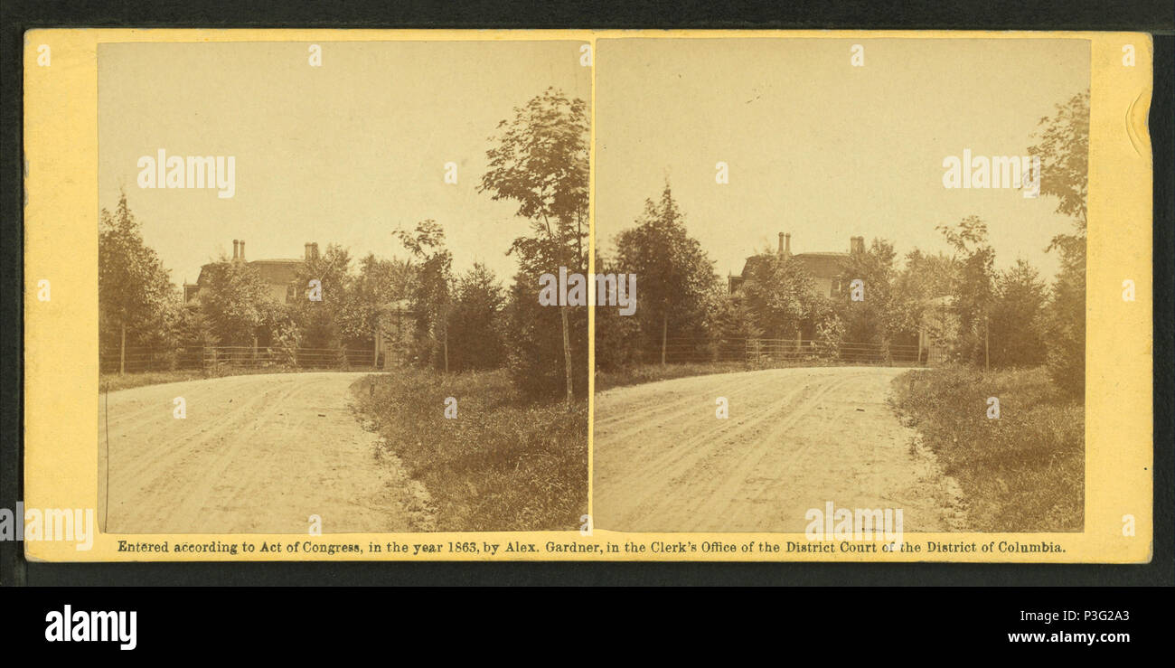 . Vue vers le bas une route de campagne, maison visible à travers le feuillage. Couverture : 1862-1865. Mentions légales Source : Washington, D.C. : Gardner's Gallery, 1862-1865.. Article publié le 8-11-2006 numérique ; mis à jour le 7-22-2008. 343 Vue vers le bas une route de campagne, maison visible à travers le feuillage, par Gardner, Alexander, 1821-1882 Banque D'Images