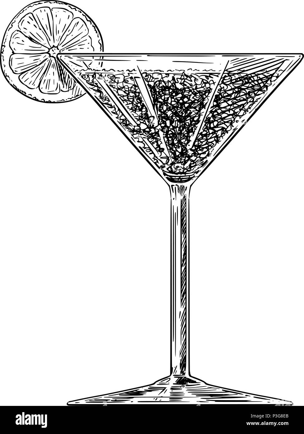 Dessin Artistique vecteur Illustration de verre en verre à cocktail Image  Vectorielle Stock - Alamy