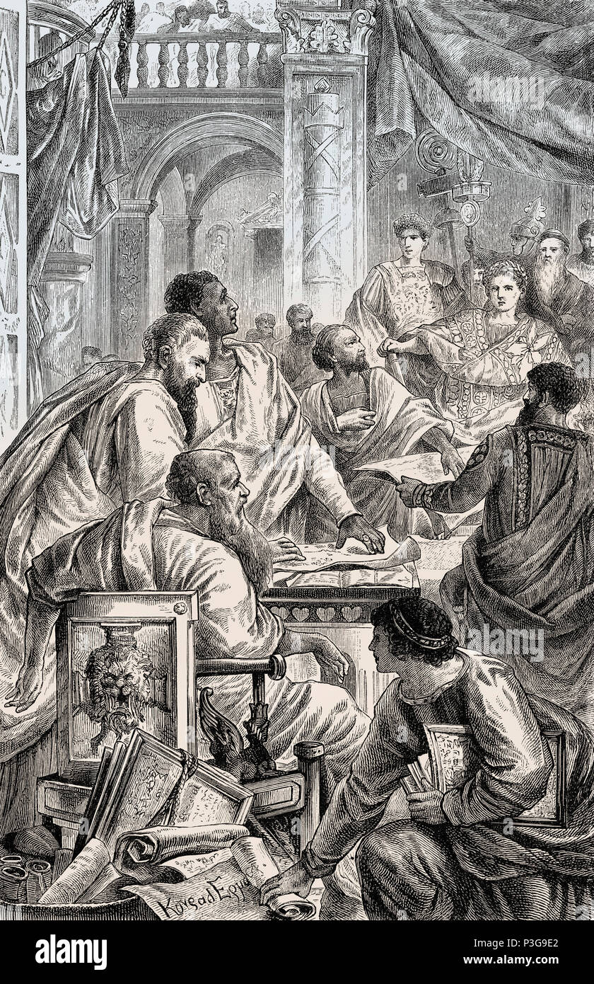Le premier concile de Nicée, par l'empereur romain Constantin I en 325 AD Banque D'Images