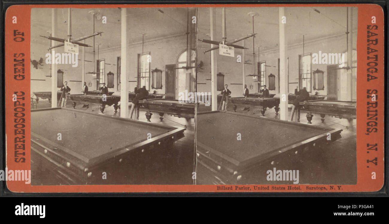 . Salon de billard, United States Hôtel. Saratoga, N.Y. TITRE ALTERNATIF : Gems stéréoscopique de Saratoga Springs, N.Y. Publié : ca. 1870. Référence : [1865 ?-1880 ?]. Mentions légales Source : [1865 ?-1880 ?]. Article publié le 12-1-2005 numérique ; mis à jour le 2-11-2009. 35 Salon de Billard, United States Hôtel. Saratoga, N.Y, à partir de Robert N. Dennis collection de vues stéréoscopiques Banque D'Images