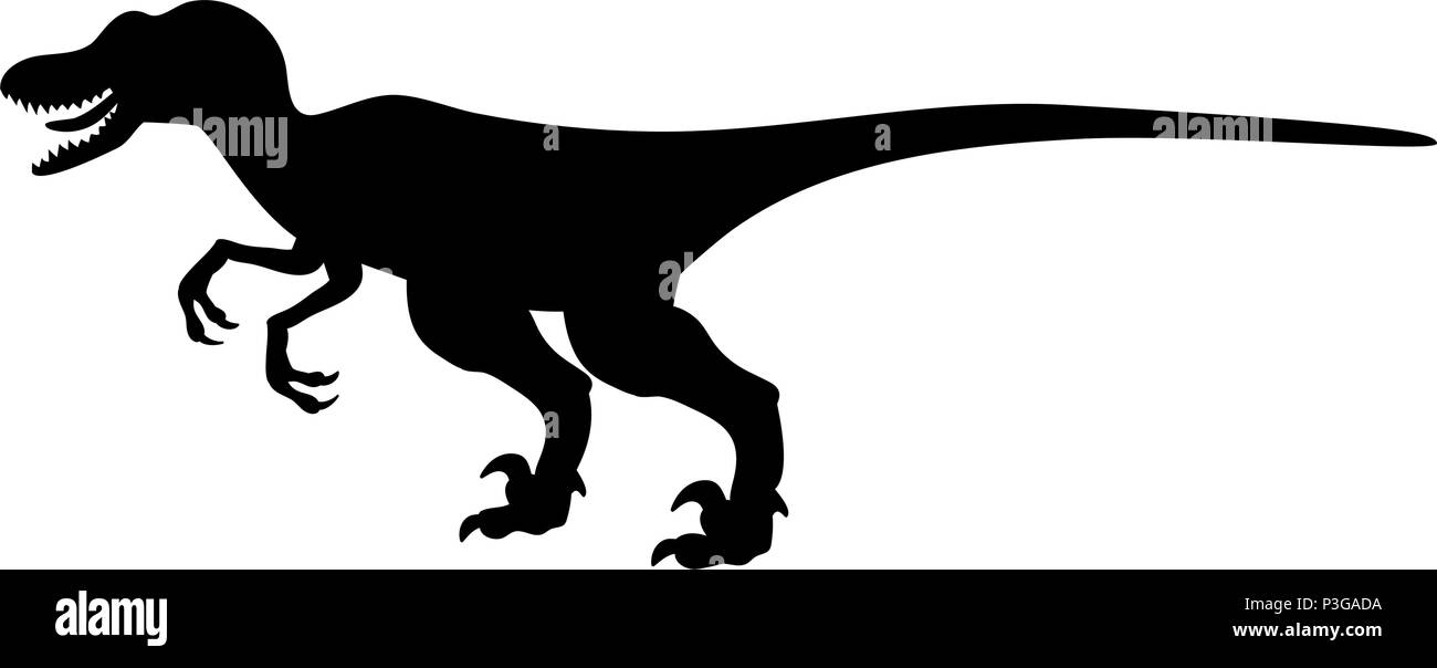 Velyciraptor Silhouette jurassic dinosaur animal préhistorique. Vector illustration Illustration de Vecteur