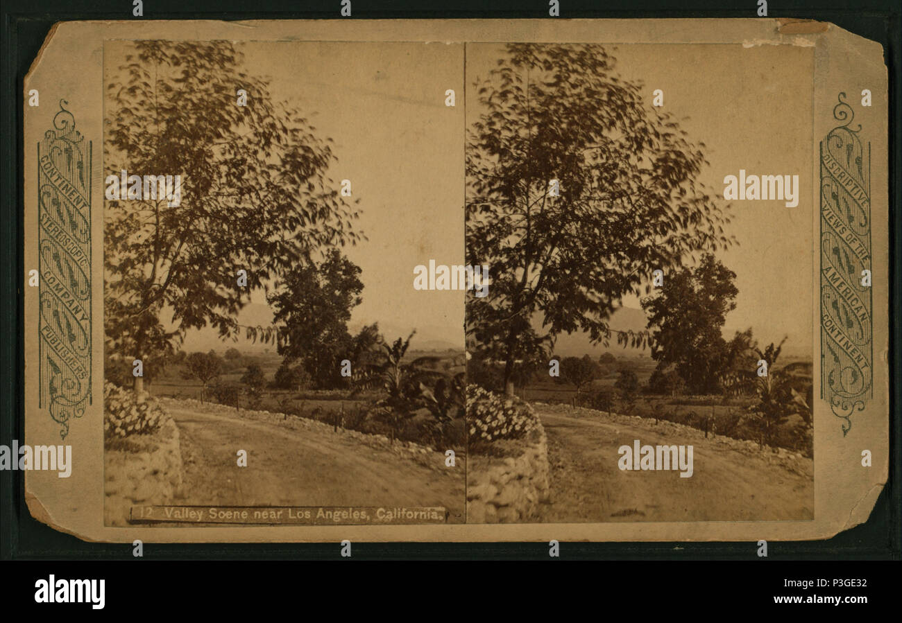 . Scène de la vallée, près de Los Angeles, Californie. Création : ca. 1895. Couverture : ca. 1895. Point numérique publié le 6-30-2005 ; mise à jour 2-12-2009. 341 Scène de la vallée, près de Los Angeles, en Californie, à partir de Robert N. Dennis collection de vues stéréoscopiques Banque D'Images