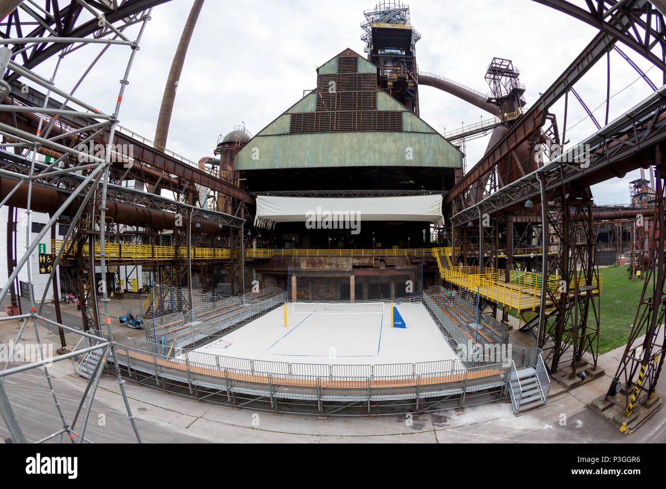 FIVB Beach Volleyball World Tour - Ostrava Plage Open, Vitkovice Industrial Park, cour Banque D'Images