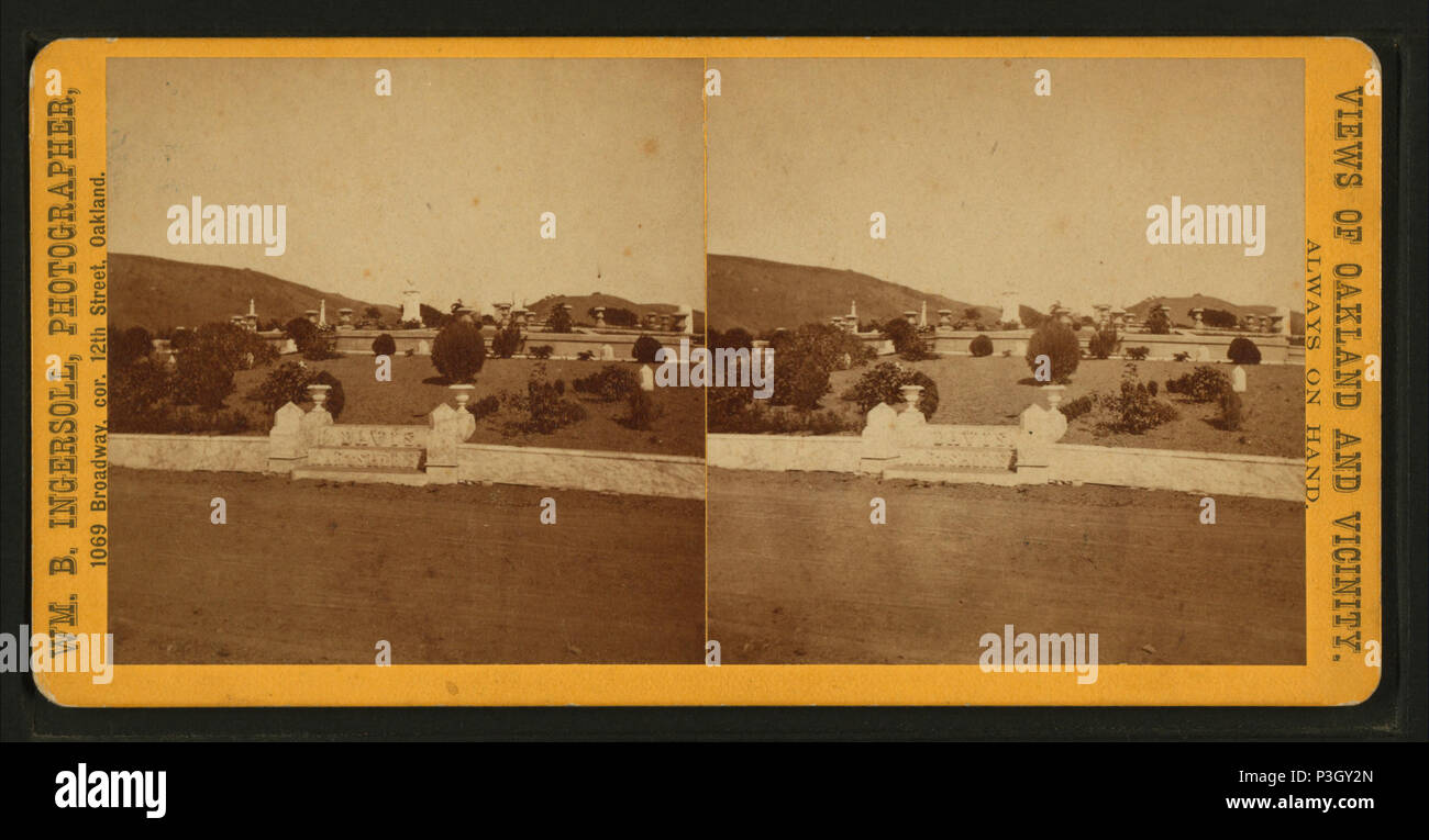 . Vue d'un cimetière. Titre alternatif : vues d'Oakland et aux environs. Création : ca. 1875. Couverture : ca. 1875. Point numérique publié le 8-31-2005 ; mise à jour 2-12-2009. 352 Vue d'un cimetière, par Ingersoll, William B., 1834-1905 Banque D'Images