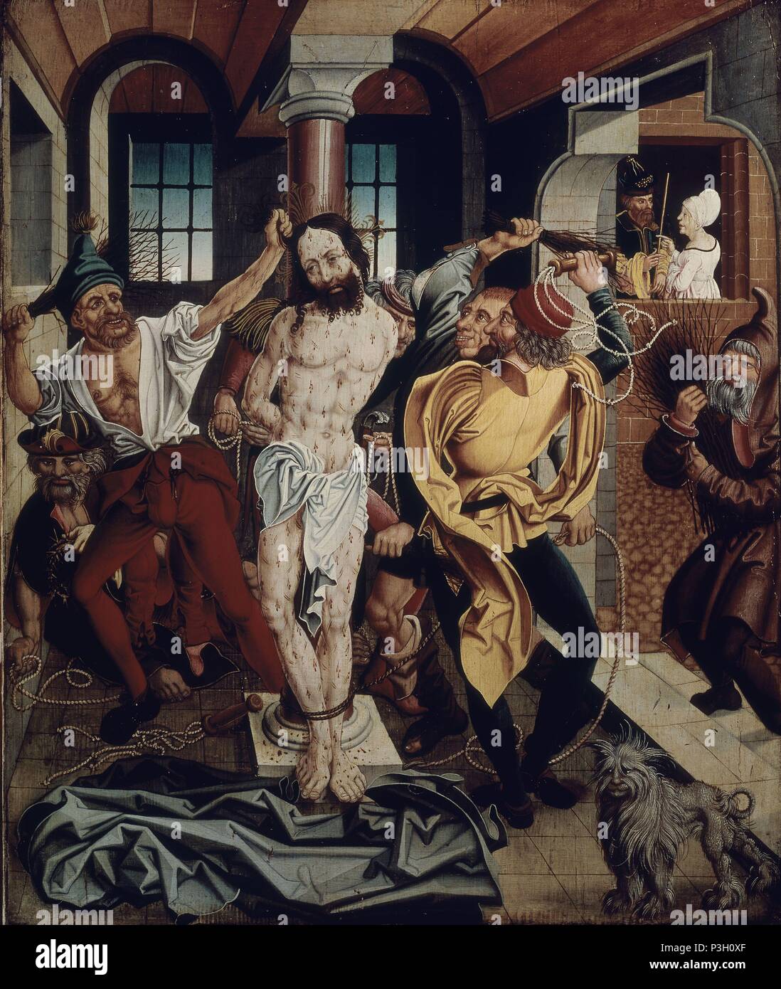 La flagellation du Christ - 16e siècle - huile sur panneau. Auteur : Paul Lautensack (1478-1558). Lieu : NUEVA RESIDENCIA, Munich, Allemagne. Aussi connu sous : FLAGELACION DE CRISTO. Banque D'Images