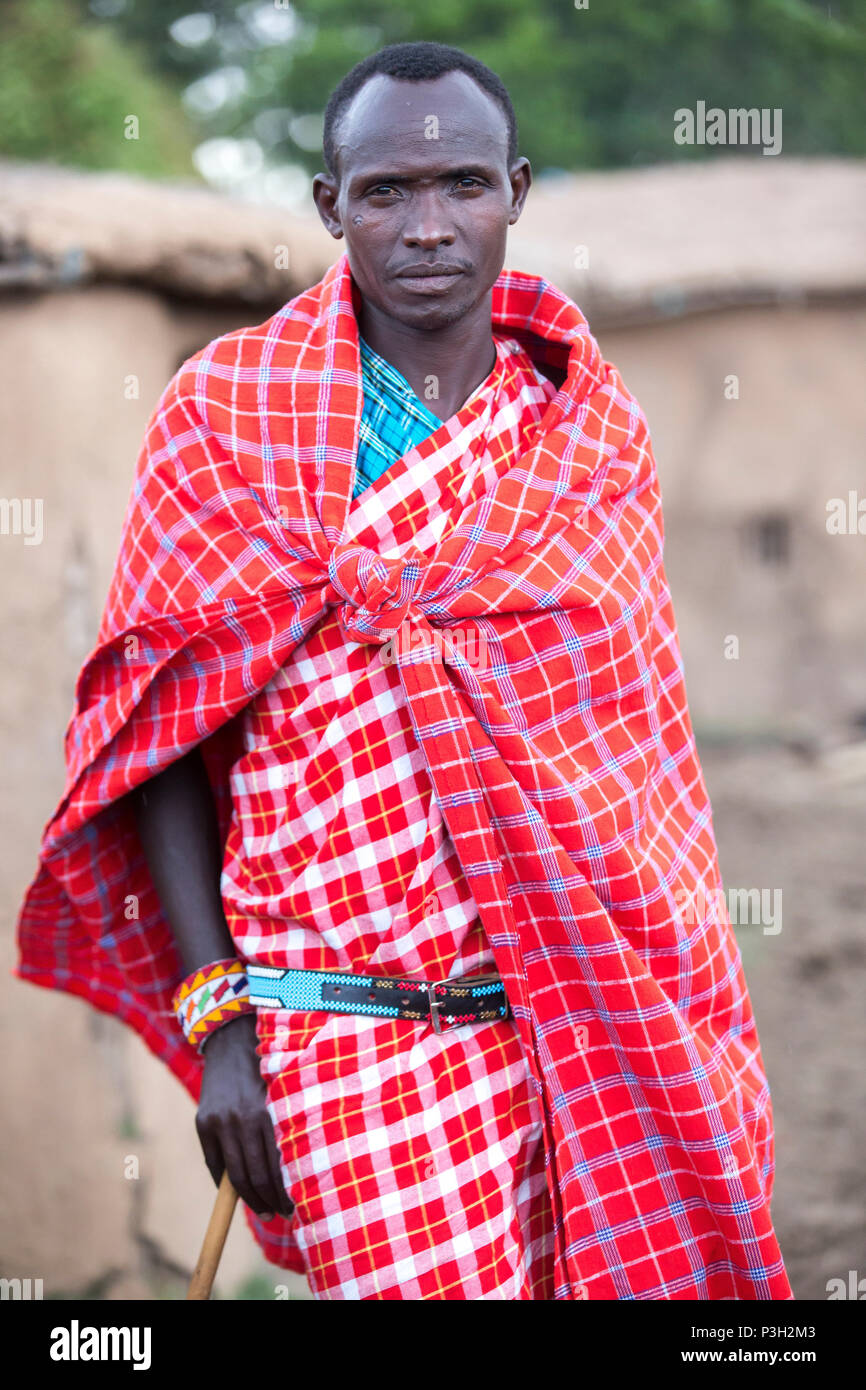 Portrait d'homme Masai, Kenya Banque D'Images