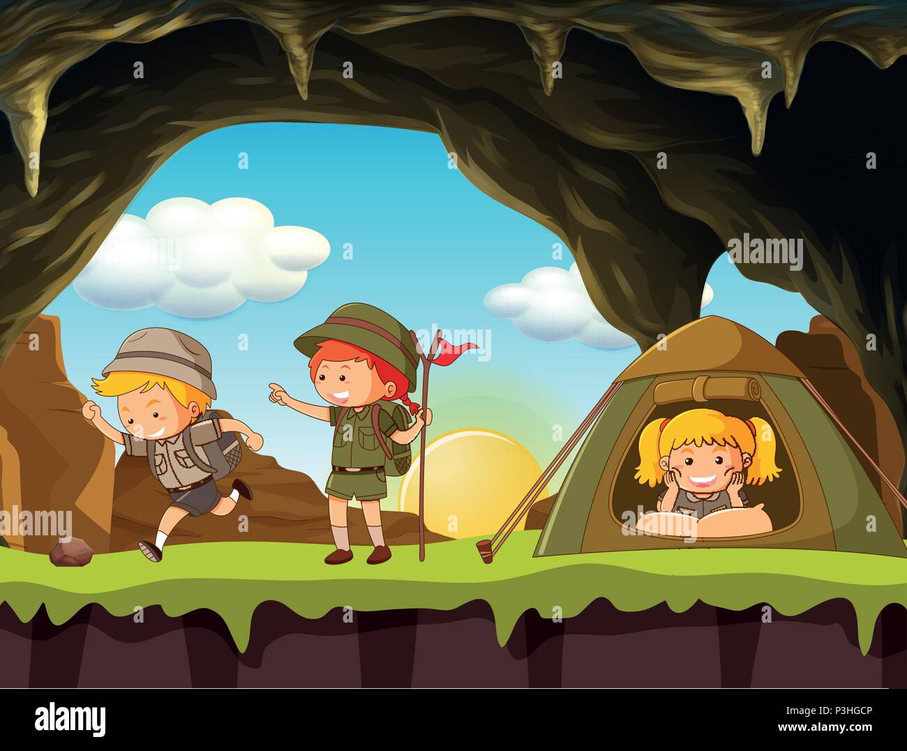 Boy-Scout et éclaireuses illustration Camping Illustration de Vecteur