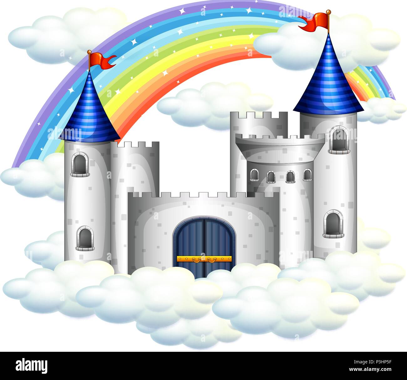 Arc-en-ciel sur un château magnifique illustration Illustration de Vecteur