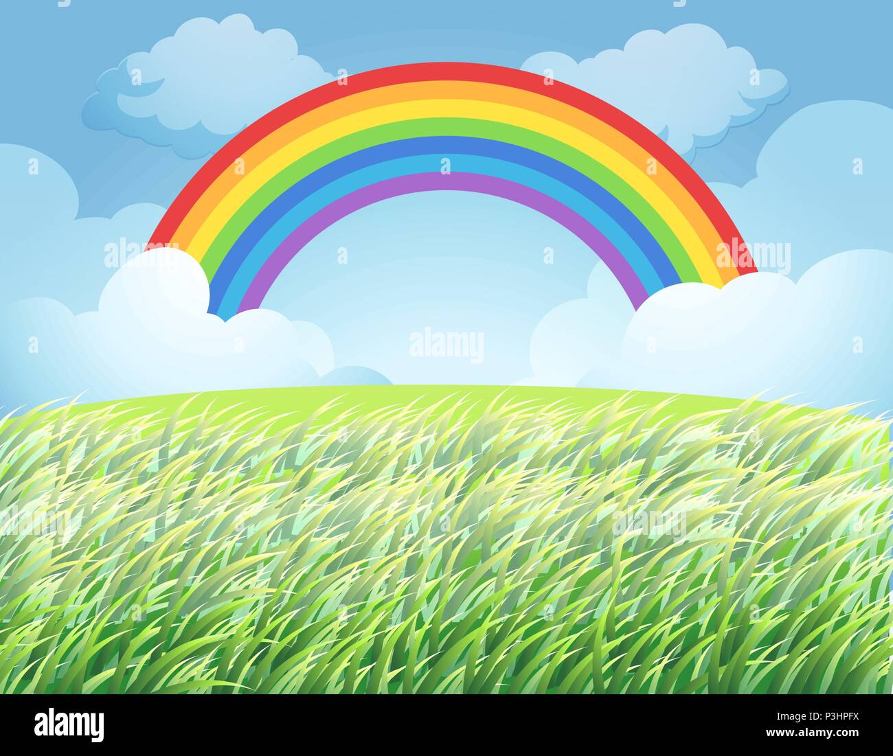 Un arc-en-ciel sur rizière illustration Illustration de Vecteur