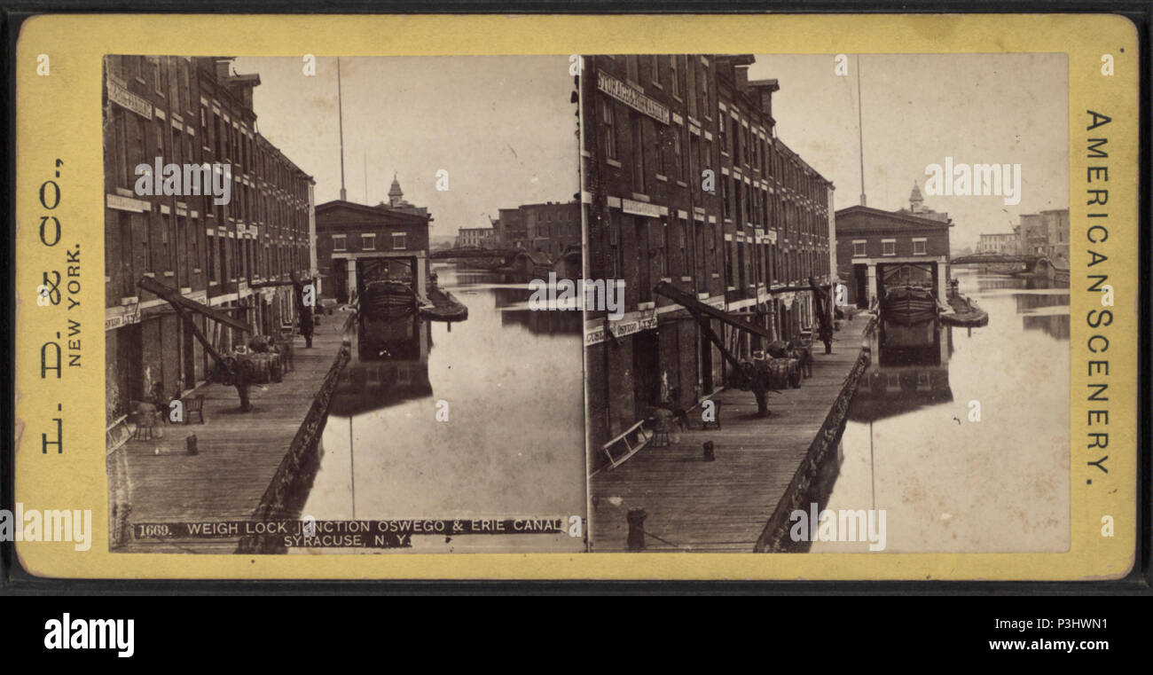 Peser 378 Lock, Oswego et de jonction du Canal Érié, Syracuse, N.Y, par L.D. &Amp ; Co. Banque D'Images
