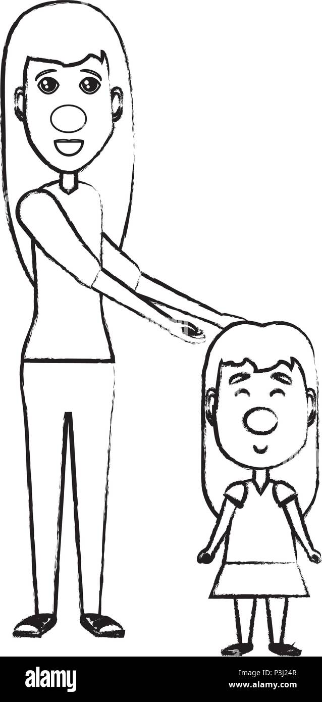 Femme avec happy kid avec nez de clown icône sur fond blanc, vector illustration Illustration de Vecteur