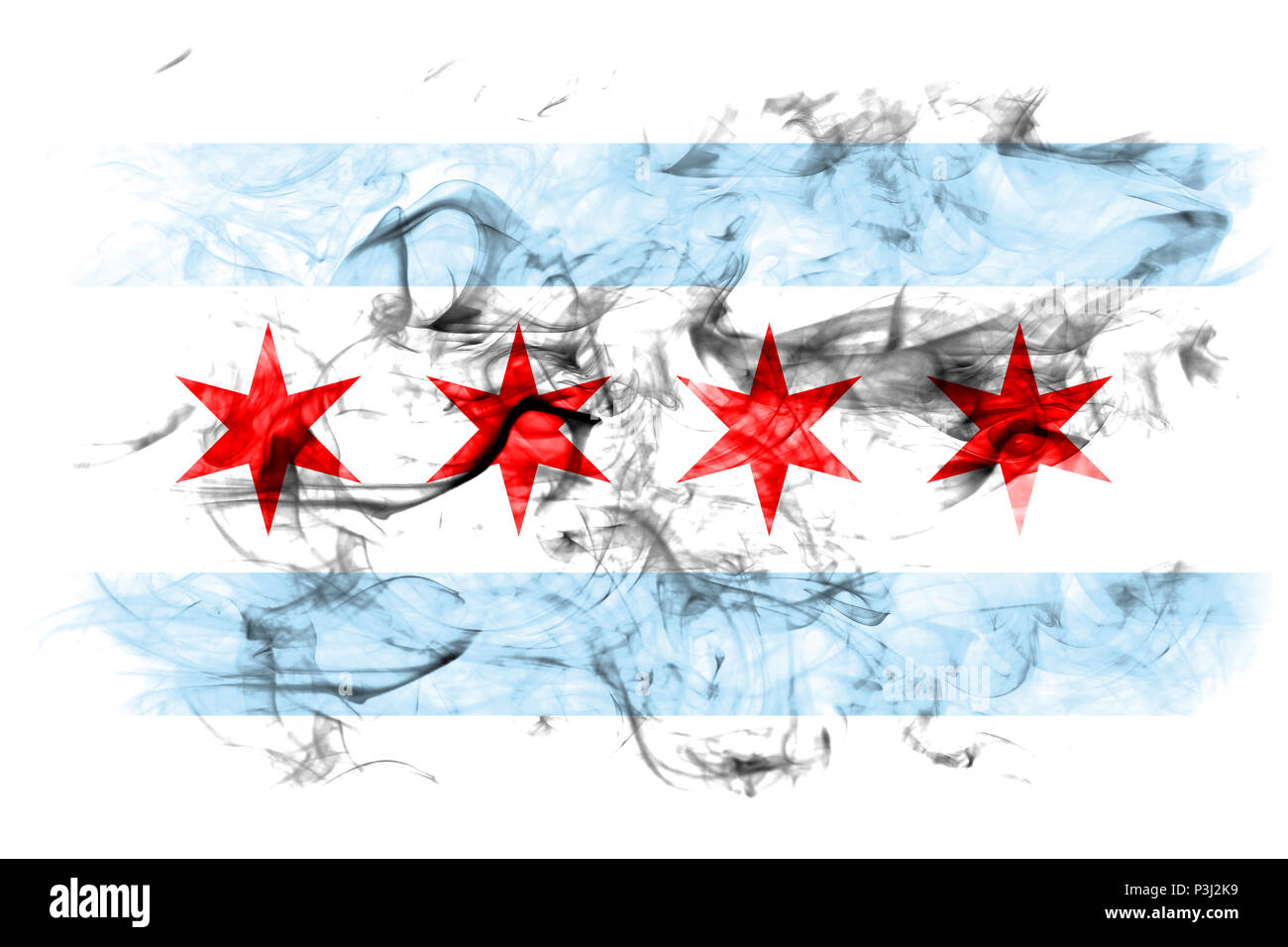 La fumée de la ville de Chicago, Illinois State flag, États-Unis d'Amérique Banque D'Images
