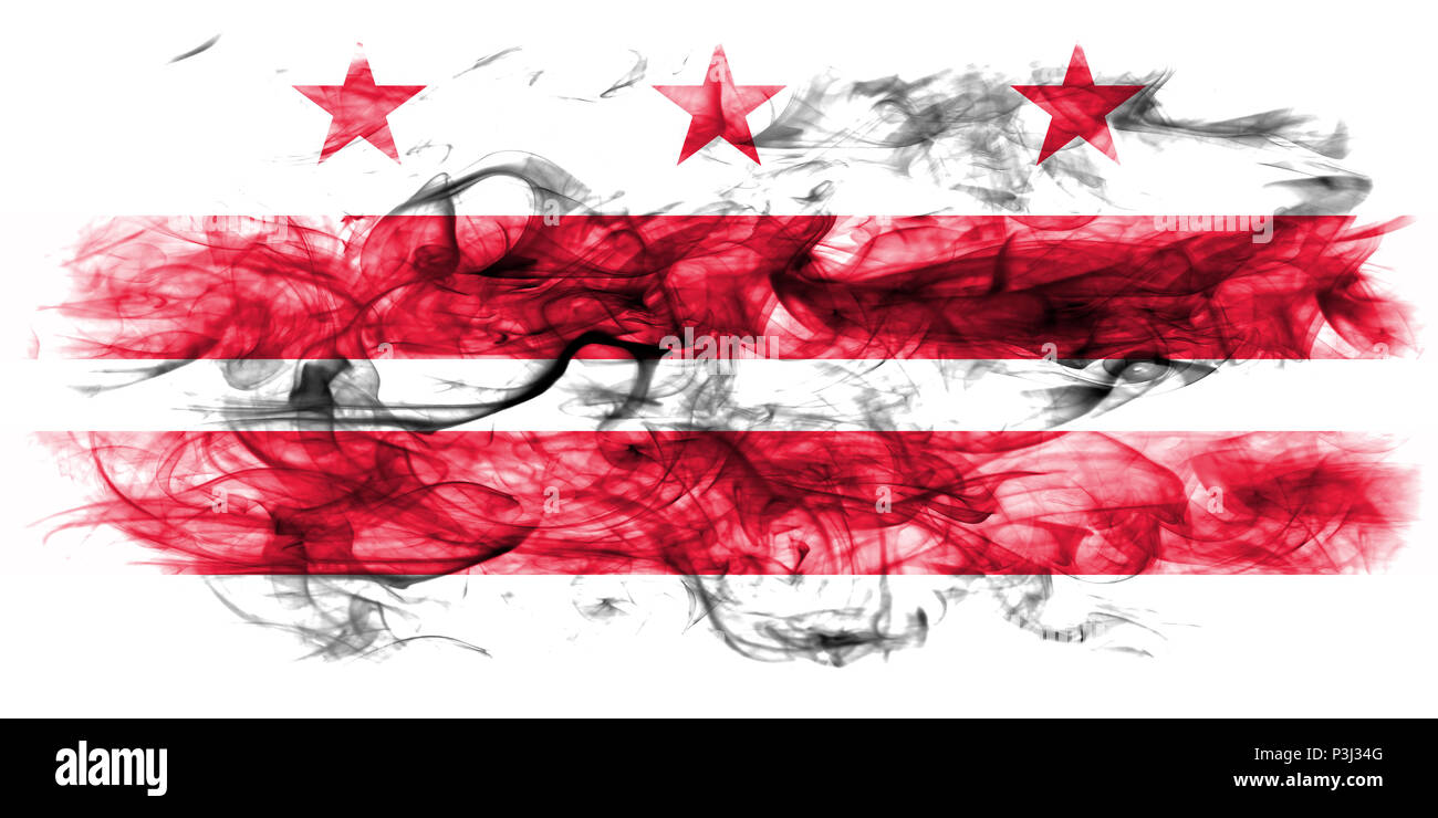 District de Columbia city, Washington, drapeau de la fumée dans le Maryland et Virginia State, United States of America Banque D'Images