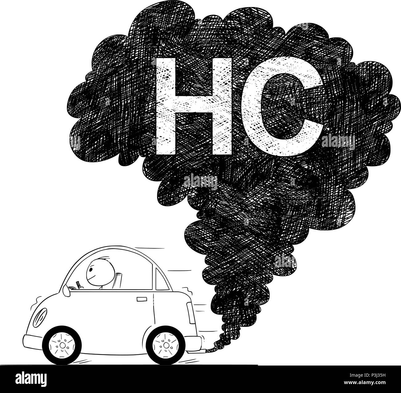Dessin Artistique vecteur Illustration de voiture à Air Pollution HC Illustration de Vecteur
