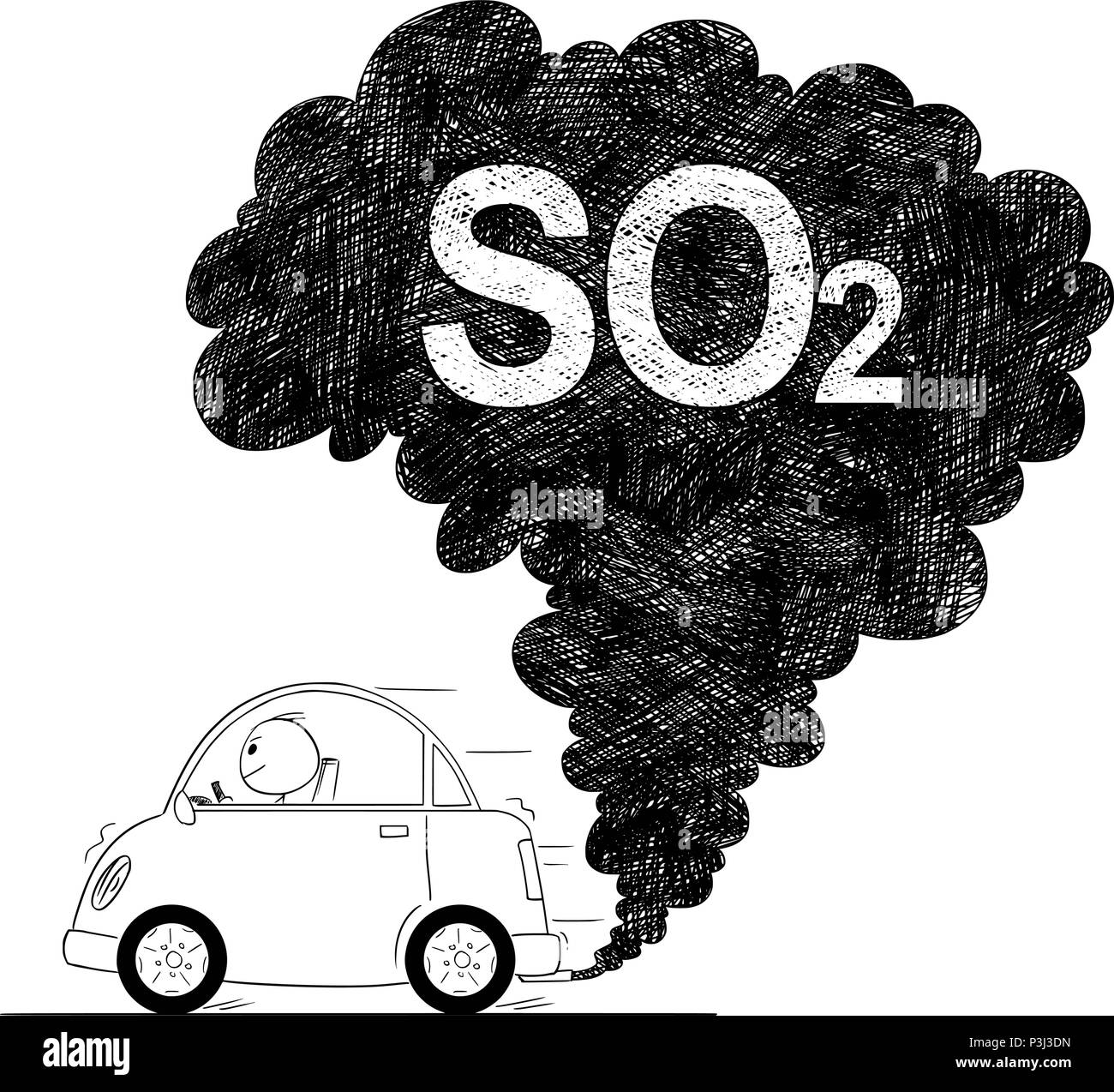 Dessin Artistique vecteur Illustration de voiture à Air Pollution SO2 Illustration de Vecteur