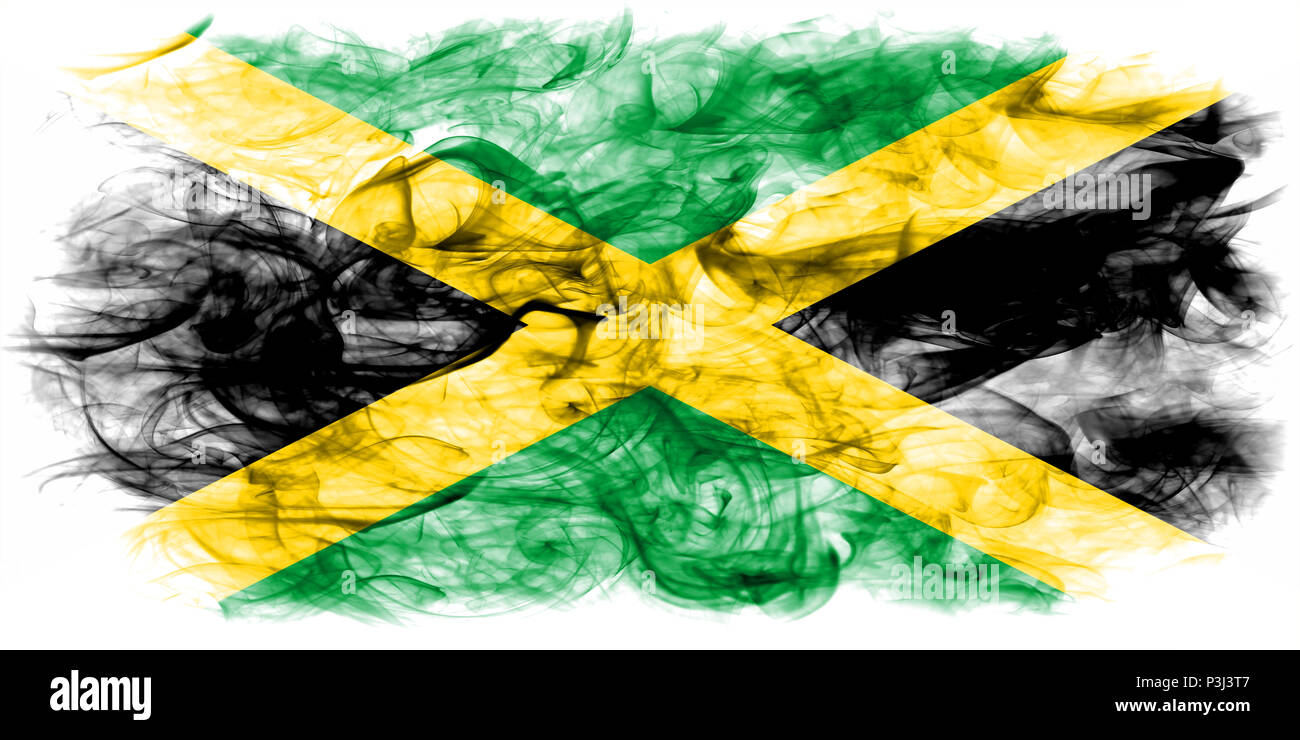 Drapeau De La Jamaique Vert Jaune Rouge La Jamaïque drapeau de fumée Photo Stock - Alamy