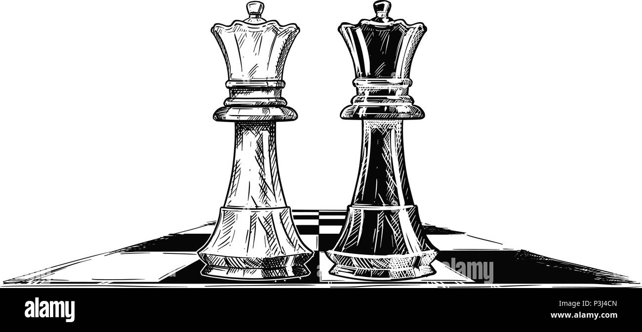 Dessin Artistique vecteur Illustration de deux rois d'échecs face à face Illustration de Vecteur