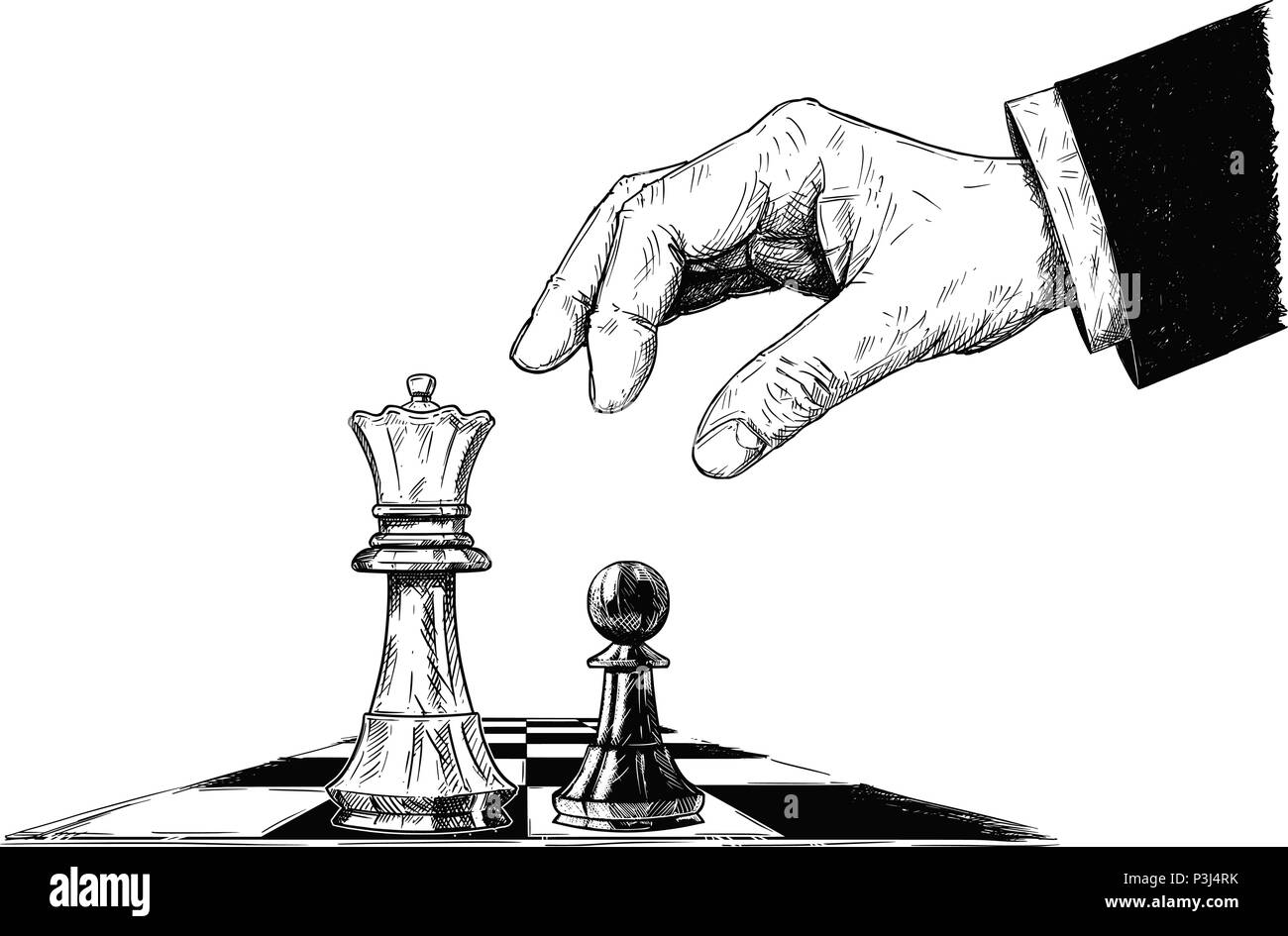 Vector Illustration dessin artistique d'Échecs Roi et pion en face de l'autre Illustration de Vecteur