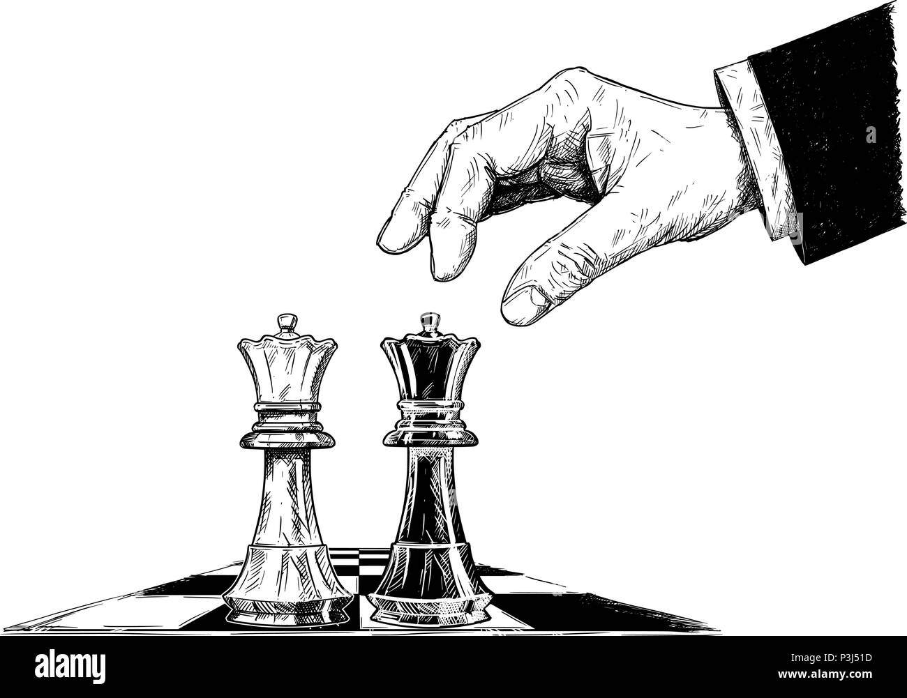 Dessin Artistique vecteur Illustration de deux reines d'échecs face à face Illustration de Vecteur