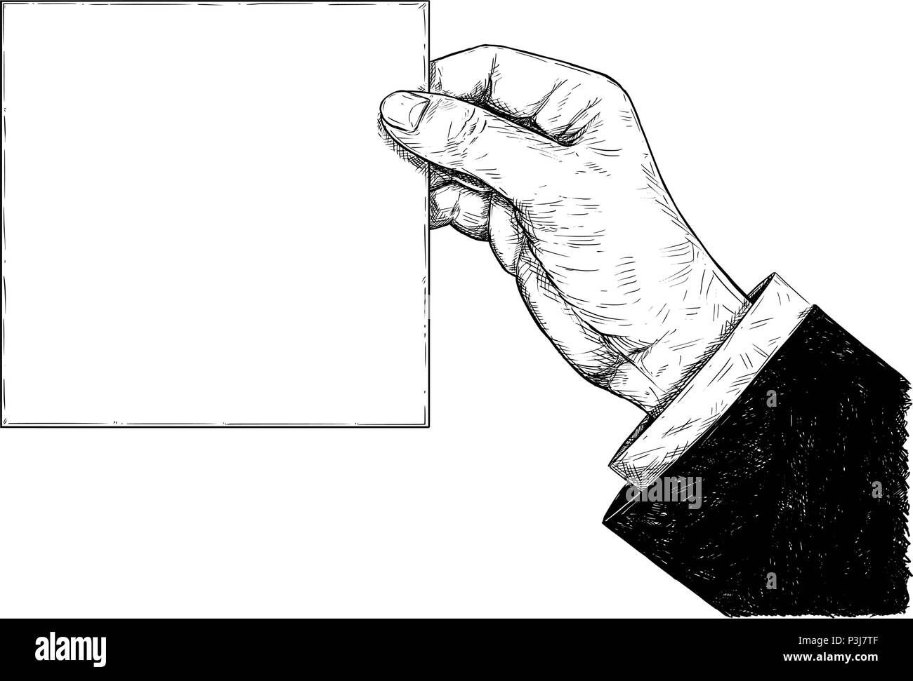 Dessin Artistique vecteur Illustration de main tenant le papier blanc Illustration de Vecteur