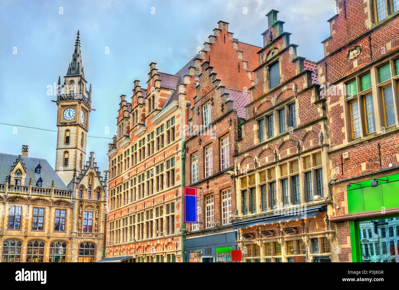 Maisons traditionnelles dans la vieille ville de Gand, Belgique Banque D'Images