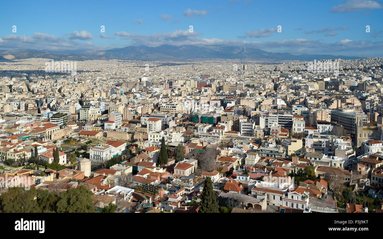 Vue d'Athènes depuis l'Acropole Banque D'Images