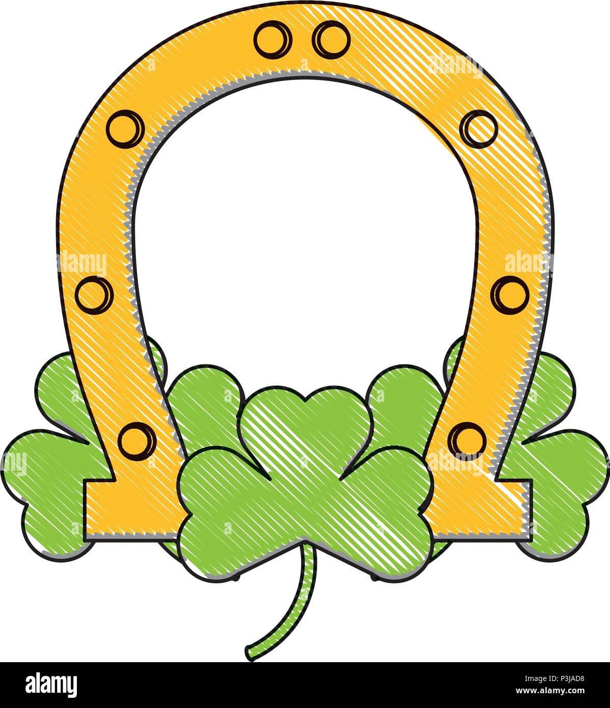 Horseshoe avec trèfles sur fond blanc, vector illustration Illustration de Vecteur