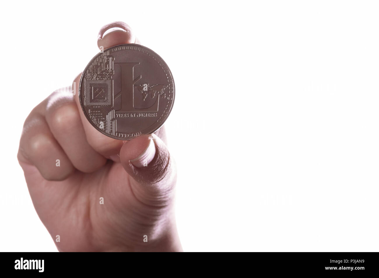 La main avec coin cryptocurrency Ethereum Banque D'Images