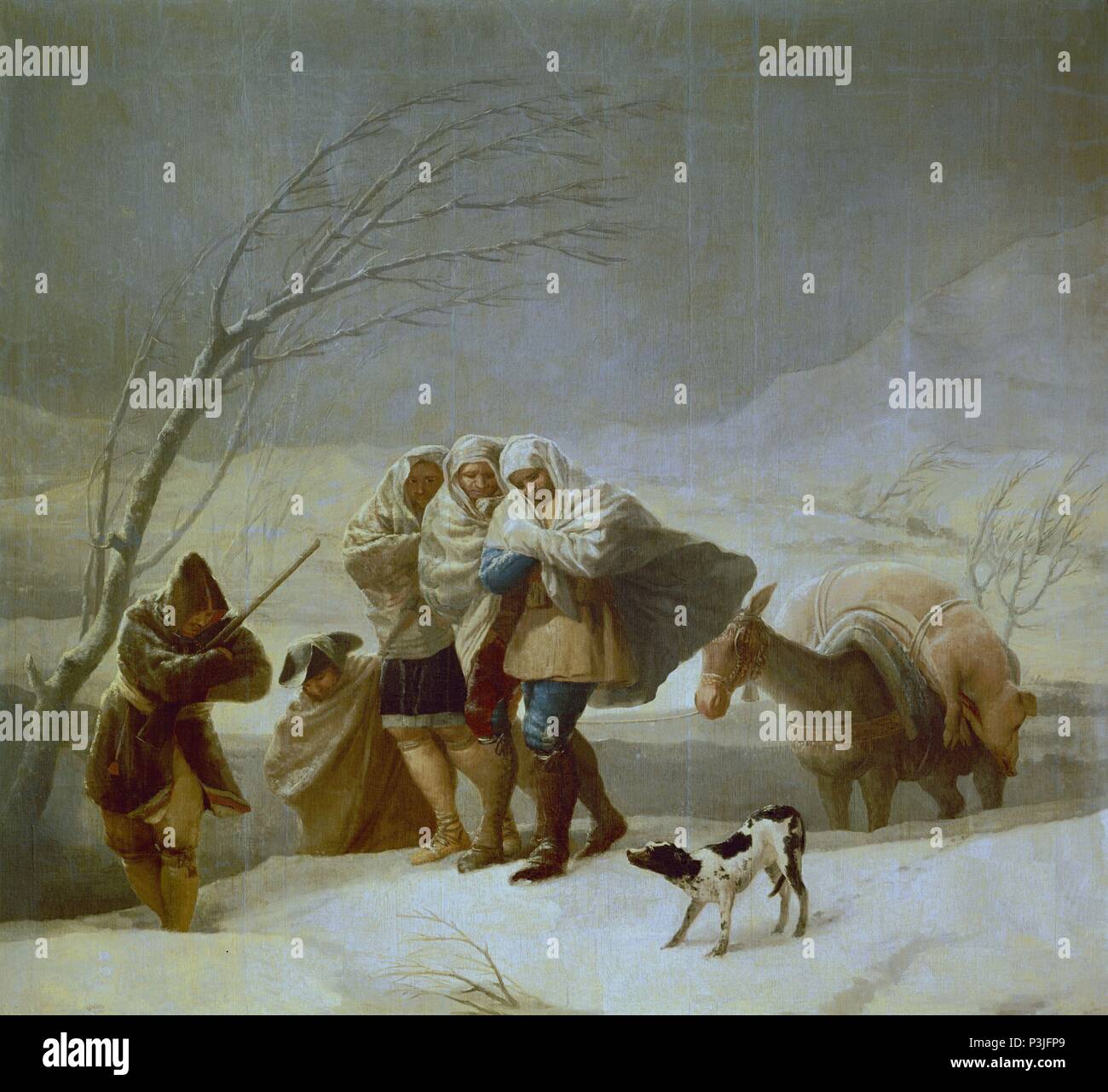 "La tempête de neige, ou d'hiver", 1786, huile sur toile, 275 cm x 293 cm, P00798. Auteur : Francisco de Goya (1746-1828). Emplacement : Museo del Prado-PINTURA, MADRID, ESPAGNE. Banque D'Images