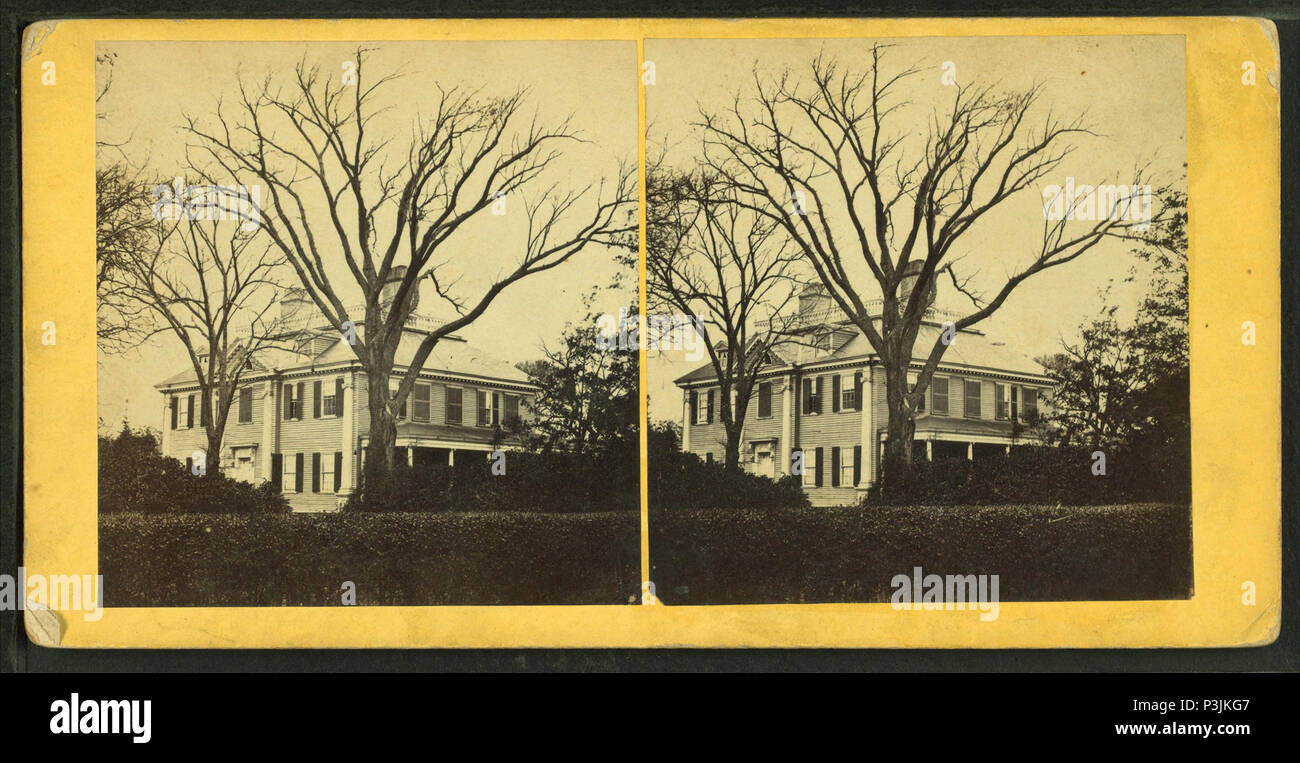 376 Washington's residence à Cambridge, maintenant la résidence de H. W. Longfellow, par R. A. Miller Banque D'Images